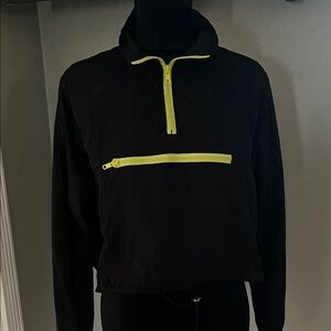 Yacket WindBreaker (Love tree )Black Pullover with Yellow Zippers size L
